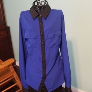 Blue black blouse